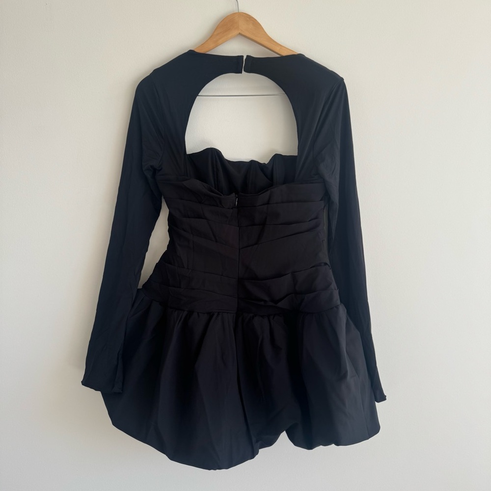 Oh Polly | Viola Long-Sleeve Bubble Hem Mini Dress in Black ~ NWT US 10 - Picture 9 of 11